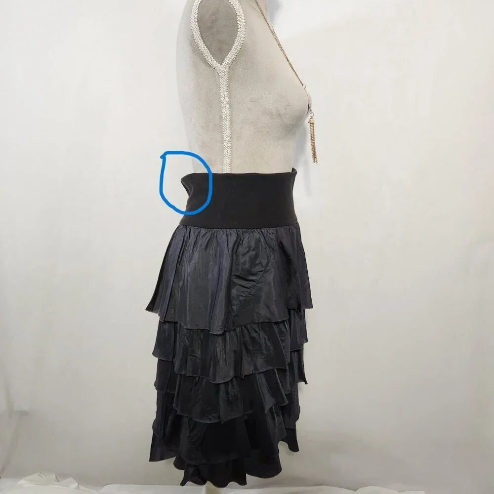 Neesh by D.A.R Anthropologie Women's Size 2 Black Layered Ruffle Tiered Skirt